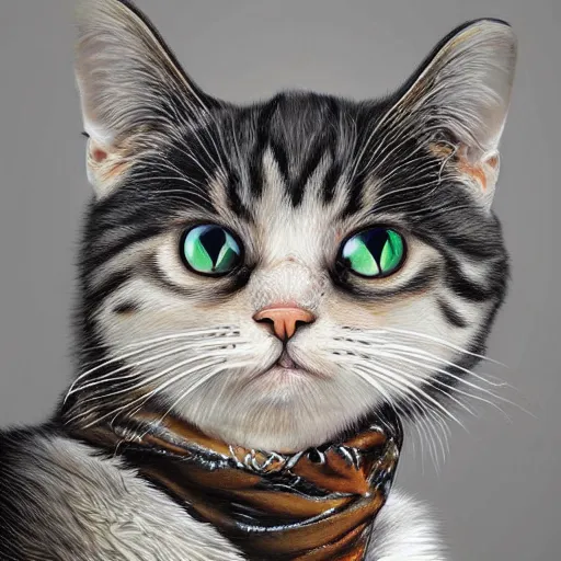 Prompt: fantasy art hyper realistic ai created cat interesting bizarre fantastic art award winning best ultra detailed magnificent