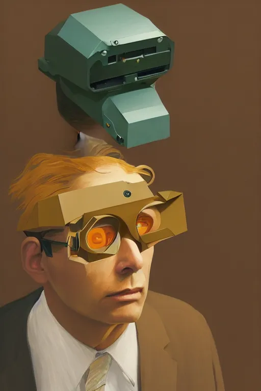 Image similar to Satoshi Nakamoto wearing oculus and bitcoin over his head Edward Hopper and James Gilleard, Zdzislaw Beksisnski, highly detailed