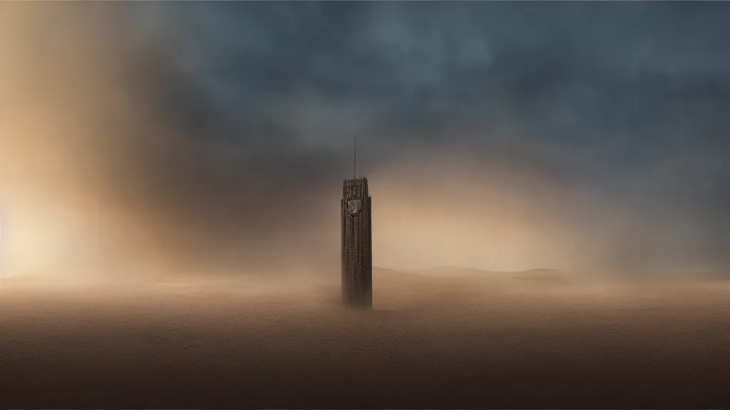 Prompt: patrick j. jones. rutkowski. the last tower. sandstorm. lonely. ominous. golden hour. 3 8 4 0 x 2 1 6 0