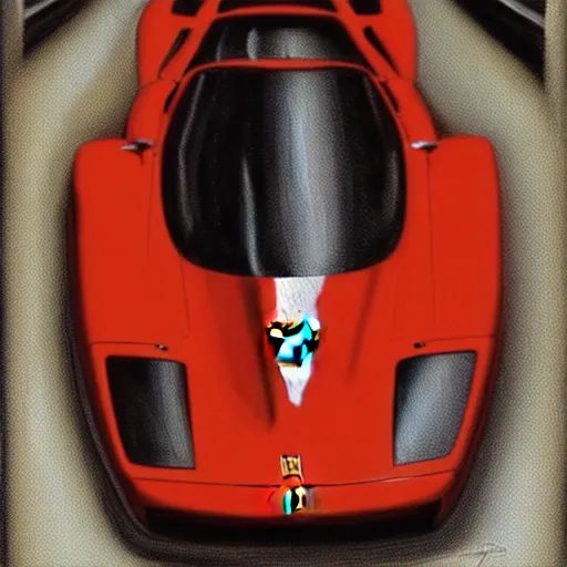 Prompt: a oil painting of a front view ferrari f - 4 0, cinematic, epic composition, hd, digital painting, digital art, concept art, stylized, masterpiece, award - winning