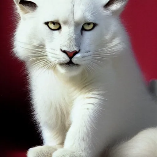 Image similar to big white panter, white paws and very long fur