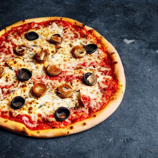 Prompt: A pizza made of wood