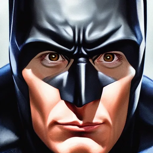 Image similar to An ultra-realistic portrait painting of Batman in the style of Alex Ross. 4K. Ultra-realistic. Extremely detailed. Epic lighting. Award-winning