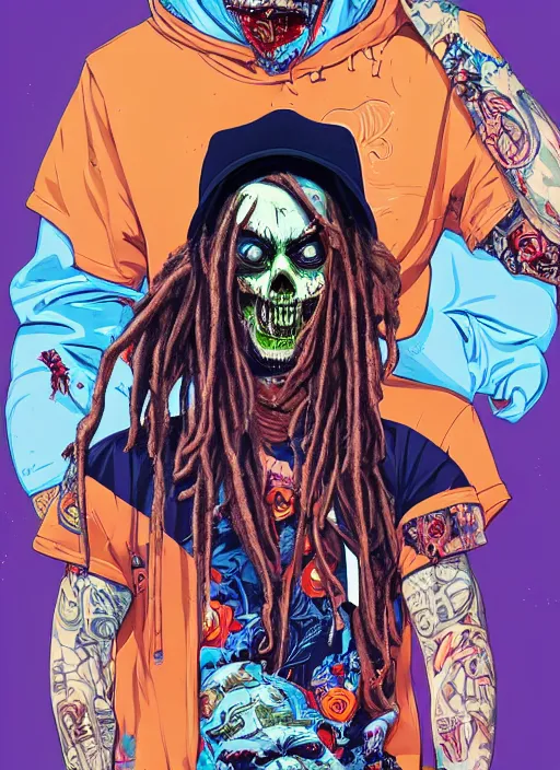 Image similar to zombie dreads full body hiphop streetwear drip, tristan eaton, victo ngai, artgerm, rhads, ross draws