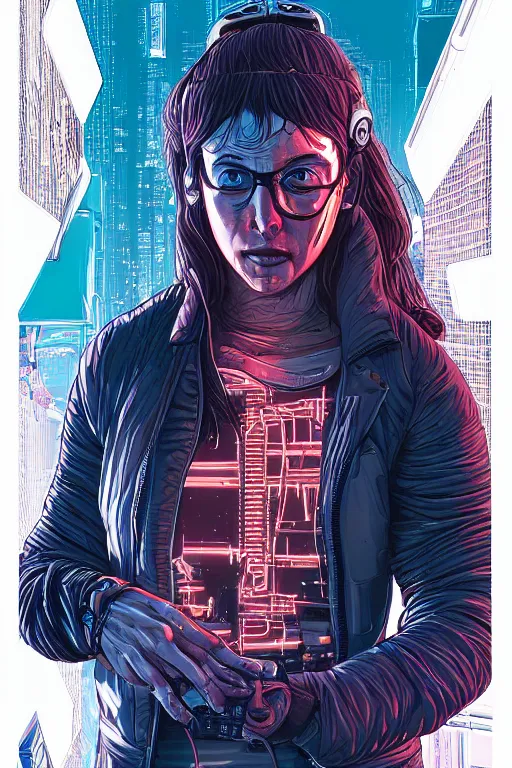 Prompt: portrait of a cyberpunk girl with a ribbed biomechanic parts and neon light, illustrated by Laurie Greasley and Michael Whelan and Igor Morski, crepy ambiance, highly detailed, trending on artstation