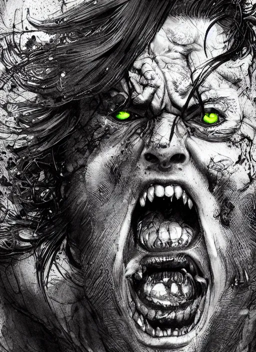 Image similar to close up portrait of bjornson screaming, insane eyes, mad, powerful, domineering, stoic, masterful, intense, ultrafine hyperdetailed illustration by kim jung gi, irakli nadar, intricate linework, sharp focus, octopath traveler, yoji shinkawa, highly rendered, detailed, concept art