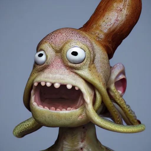 Image similar to hyperrealistic dslr film still of early cuyler squidbillies anthropomorphic squid, stunning 8 k octane comprehensive 3 d render, inspired by istvan sandorfi & greg rutkowski & unreal engine, perfect symmetry, dim volumetric cinematic lighting, extremely hyper - detailed, extremely lifelike attributes & lifelike texture, intricate, masterpiece, artstation, stunning