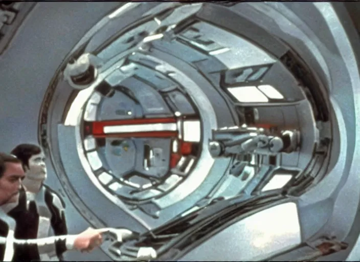 Image similar to deleted spaceship scene from the 1 9 6 8 science fiction film 2 0 0 1 : a space odyssey