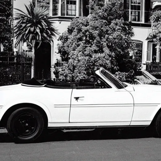 Prompt: A black cat cruising in a convertible from the 70\'s