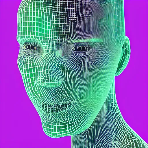 Image similar to three dimensional portrait of a woman inspired by data - driven art, generative, coding, particle waves, spirals