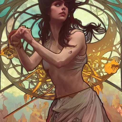 Image similar to magic the gathering illustration of a battle scene between angles, intricate, wild, highly detailed, digital painting, artstation, upper body, concept art, smooth, sharp focus, illustration, art by alphonse mucha