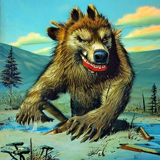 Prompt: gnoll, vintage art, by ed emschwiller