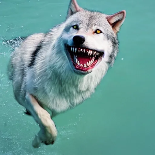 Image similar to half wolf half shark