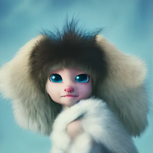 Prompt: a cute little angel monster with long fur, portrait, pixar style, heaven background, cinematic lighting, award winning creature portrait photography