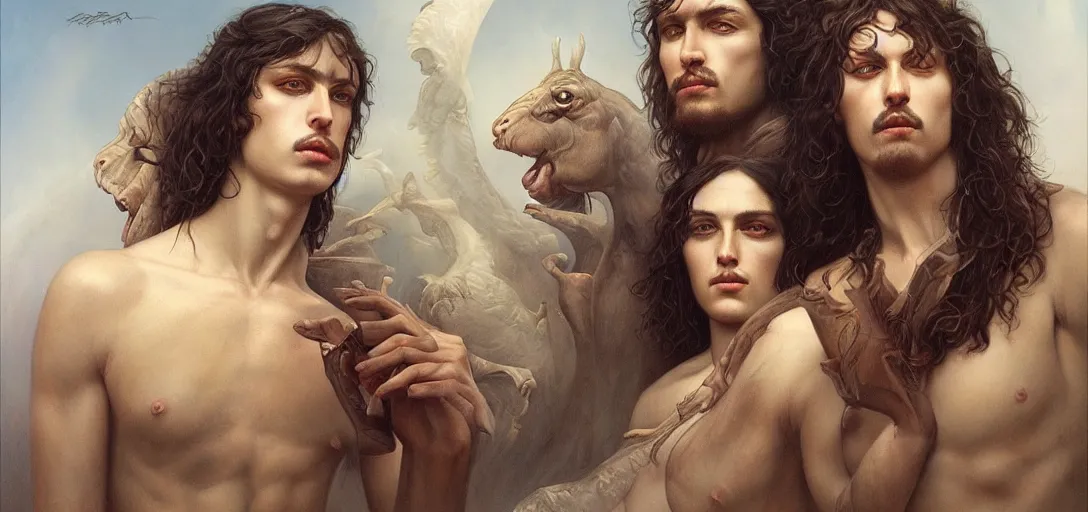 Prompt: polyphia band portrait by Tom Bagshaw and Manuel Sanjulian and Boris Vallejo, Hyperrealism