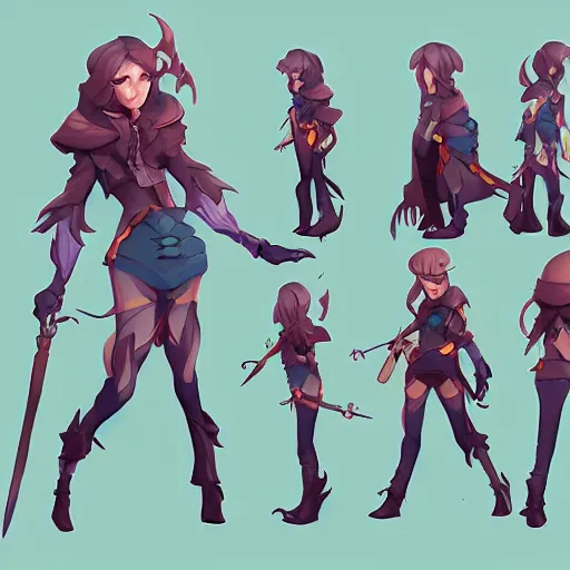 Image similar to concept art for a magic mechanic, character design, artstation trending, spritesheet, wlop, rossdraws,