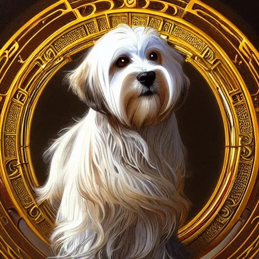 Image similar to beautiful detailed picture of a havanese, radiant light, art nouveau, intricate, elegant, highly detailed, my rendition, digital painting, artstation, concept art, smooth, sharp focus, illustration, art by artgerm and greg rutkowski and alphonse mucha