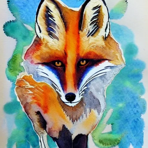 Prompt: fox, watercolor, psychedelic