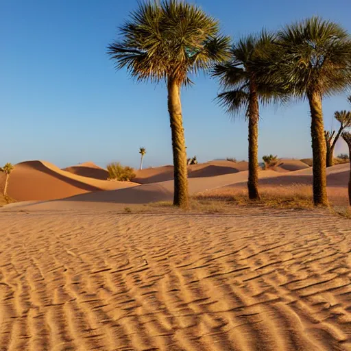 Prompt: dune desert with palm trees