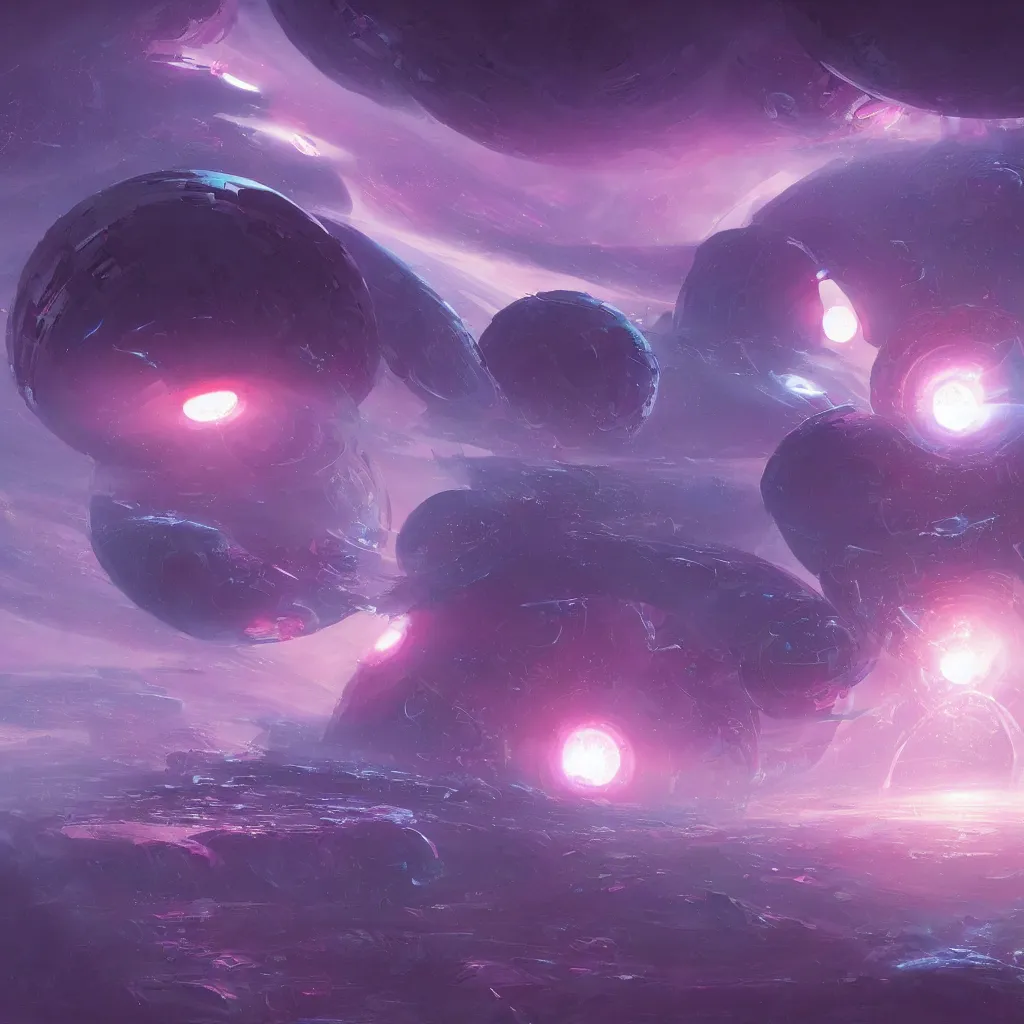 Image similar to dyson sphere program pink planet, blue galaxyportals concept art, by greg rutkowski