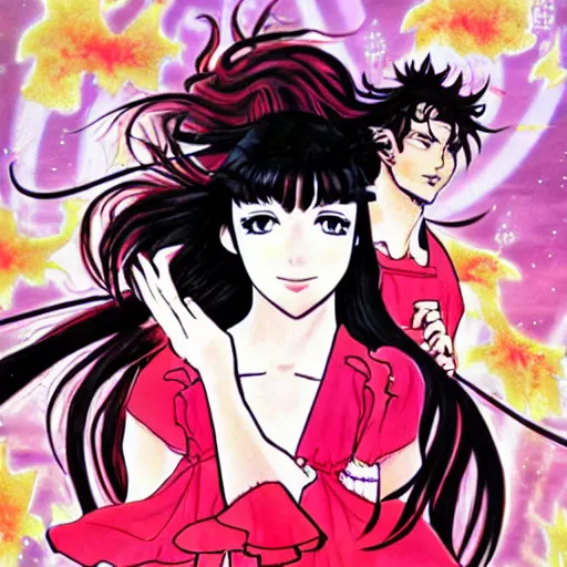 Prompt: Kate Bush in a shojo manga by CLAMP