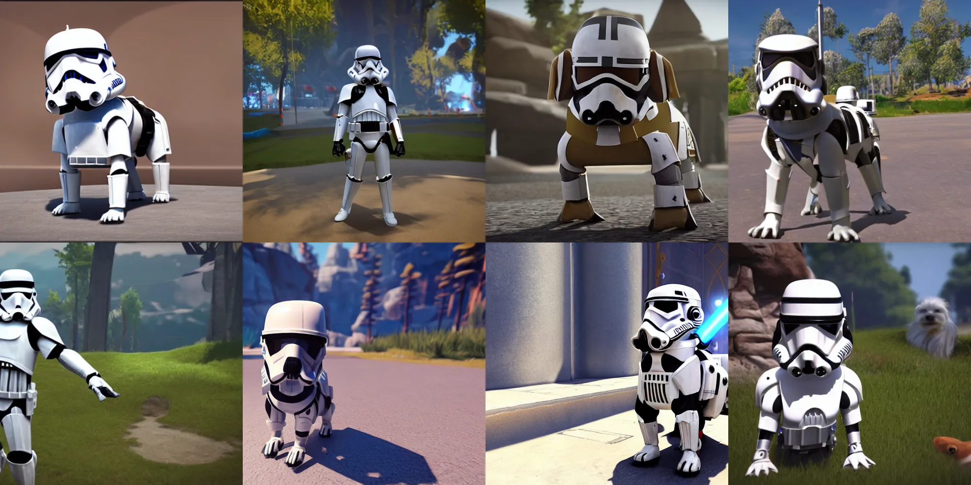 Prompt: stylized dog, dressed as a star wars stormtrooper, unreal 5