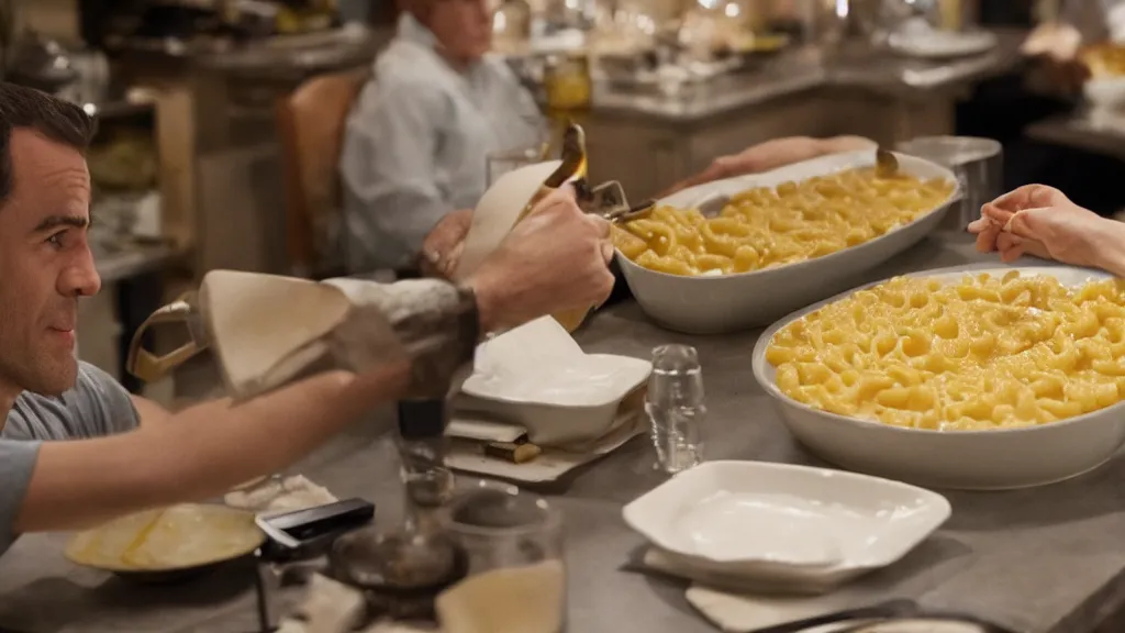 Image similar to mac and cheese vexing shape from hbo's the leftovers