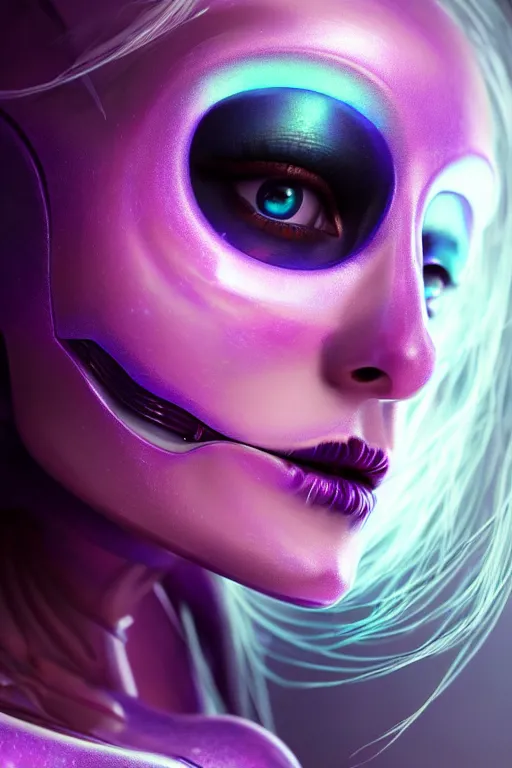 Prompt: ultra detailed, ethereal closeup photo of female android, flowerpunk, sharp focus, no blur, studio photo, floodlight, fantasy art, octane render, unreal engine, dia de los muertos, photorealistic concept art, triadic color scheme, art by artgerm and wlop and giger and greg rutkowski and alphonse mucha, 8 k