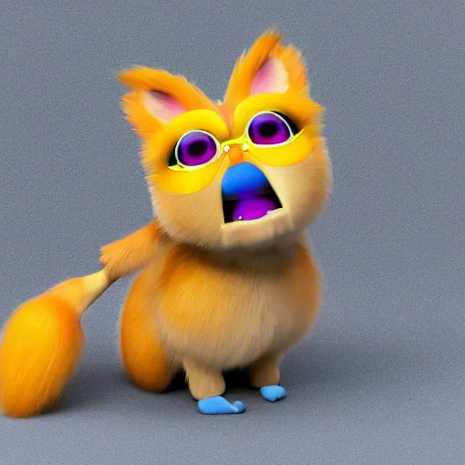 Image similar to concept art of a furby corgi toy, 3 d render, extremely detailed and lifelike, hyperrealistic