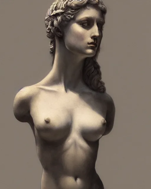 Image similar to portrait beautiful real woman as the venus de milo hyper realistic face, beautiful eyes, fantasy art, in the style of greg rutkowski, intricate, hyper detailed, smooth