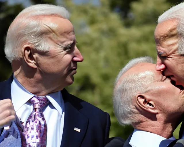 Image similar to Anthony Albanese kissing Joe Biden