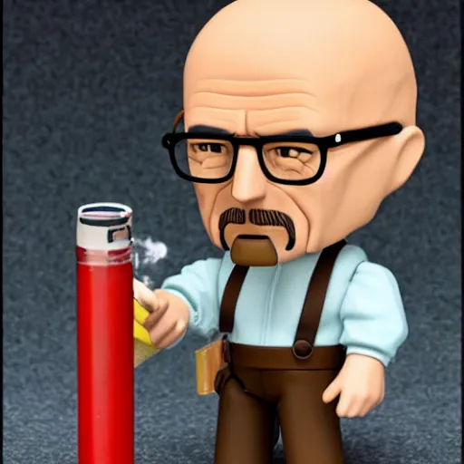 Prompt: nendroid walter white smoking a cigarette from breaking bad tv series