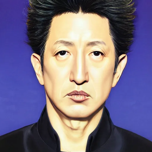 Image similar to hirohiko araki portrait, realistic, accurate face, studio lighting