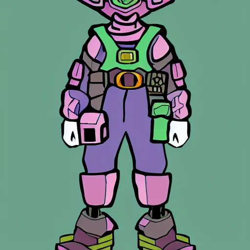 Image similar to cyberpunk soldier, cartoon, mario 64 style, dream, pastel palette, cute