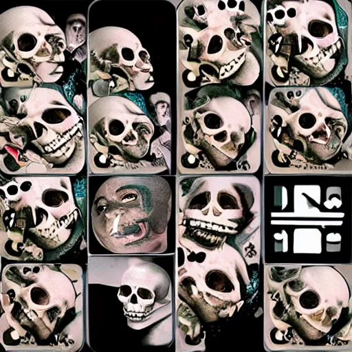 Image similar to whatsapp and instagram messages collage in the shape of a skull