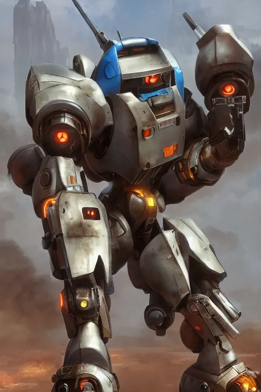 Image similar to mechwarrior 5 : mercenaries mech megaman transformer robot boss tank engine game octane render, 4 k, hd 2 0 2 2 3 d cgi rtx hdr style chrome reflexion glow fanart, global illumination ray tracing hdr fanart arstation by ian pesty by jesper ejsing pixar and disney unreal zbrush central hardmesh