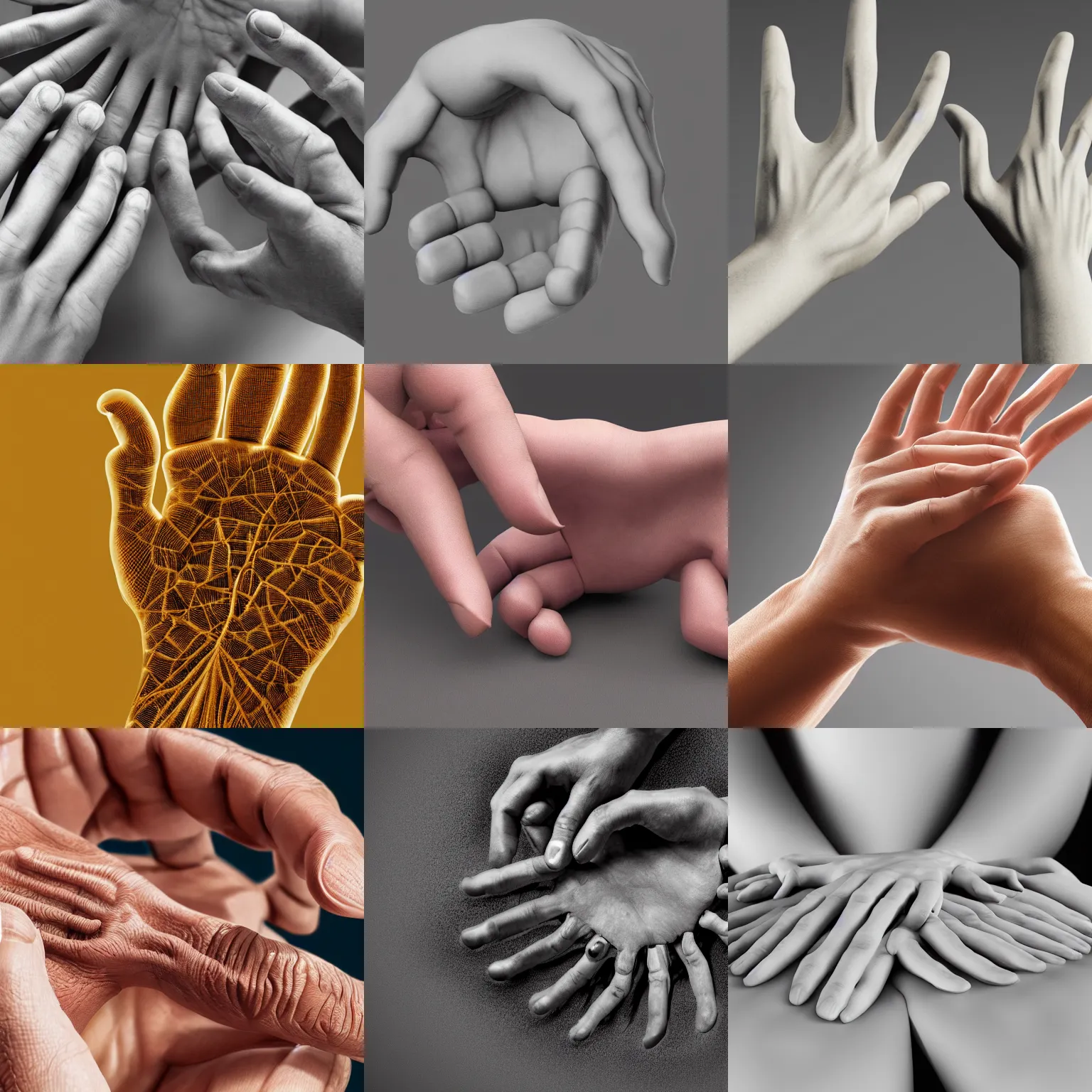 Image similar to structure the structure of the human hand, very detailed, 8k