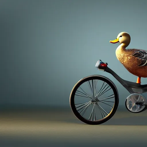 Image similar to a duck riding a bike, octane render