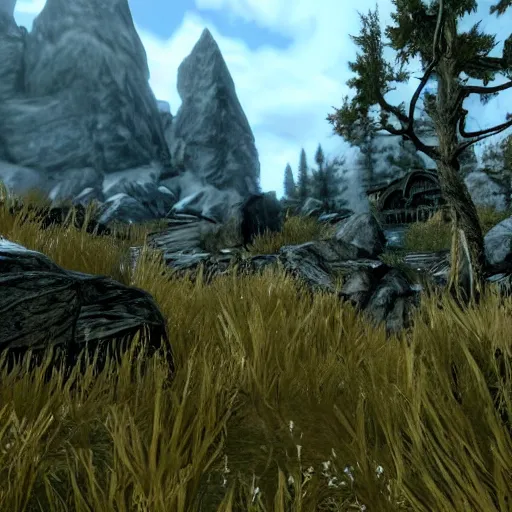 Prompt: Skyrim with better textures better graphics4K quality super realistic