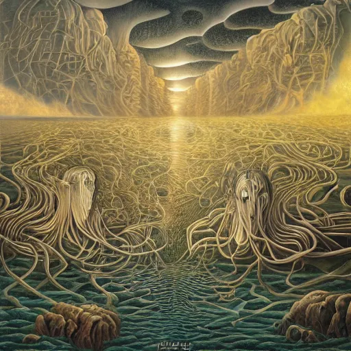 Image similar to SIRENS by jacek yerka, alex gray, zdzisław beksiński, dariusz zawadzki, jeffrey smith and h.r. giger, oil on canvas, 8k highly professionally detailed, trending on artstation