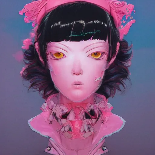 Prompt: prompt : pink and black portrait soft light painted by james jean and katsuhiro otomo and erik jones, inspired by evangeleon anime, smooth face feature, intricate oil painting, high detail illustration, sharp high detail, manga and anime 1 9 9 0