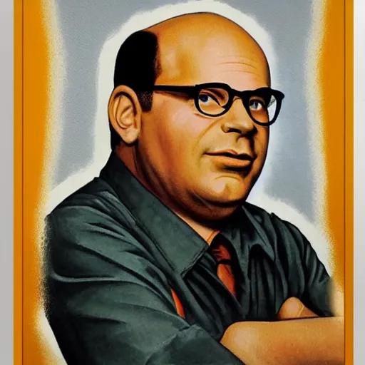 Image similar to photo of a socialist realist mural of george costanza