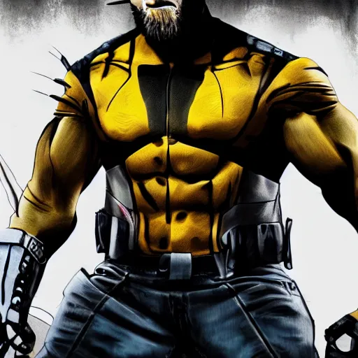 Image similar to Tom Hardy in wolverine suit Digital art 4K quality Photorealism