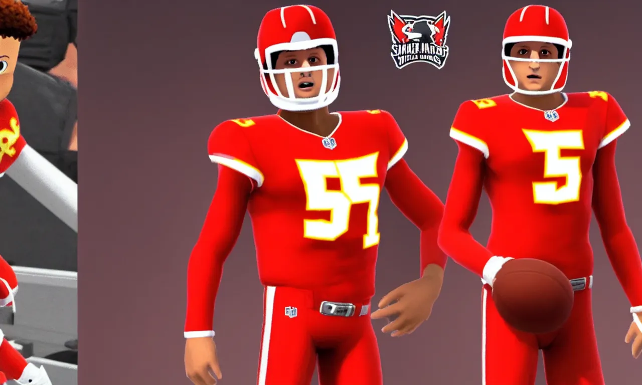 Image similar to patrick mahomes wearing the same outfit as the video game character fox from super smash bros ultimate