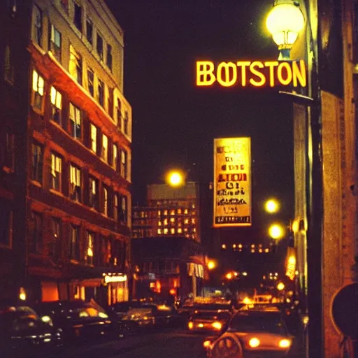 Prompt: boston nights, photo, color, kodachrome, accurate, film grain