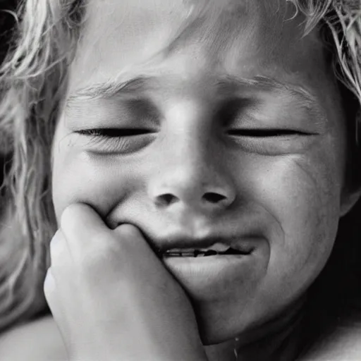 Image similar to a candid extreme closeup portrait of an expressive face of a happy in tears young woman by annie leibovitz