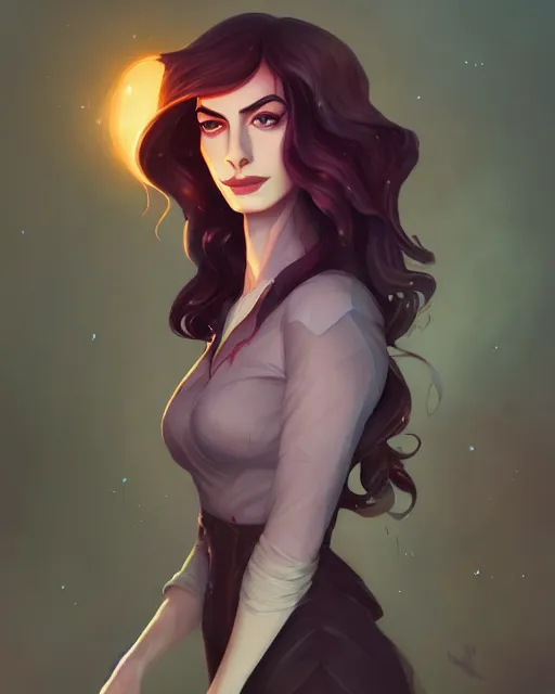 Prompt: a portrait of a beautiful full body Anne Hathaway witch, art by lois van baarle and loish and ross tran and rossdraws and sam yang and samdoesarts and artgerm, digital art, highly detailed, intricate, sharp focus, Trending on Artstation HQ, deviantart, unreal engine 5, 4K UHD image