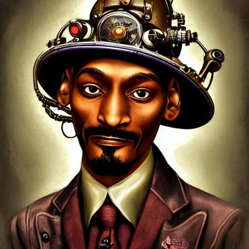 Image similar to Lofi Steampunk Bioshock portrait of Snoop Dog Pixar style by Tristan Eaton Stanley Artgerm and Tom Bagshaw