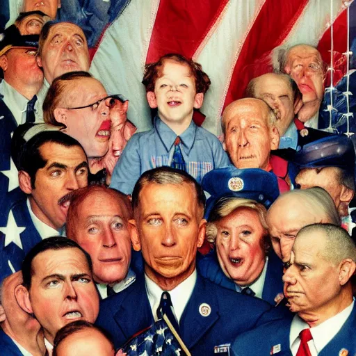 Image similar to nostalgia for 9/11, 4k, award-winning, dark, ultra HD, patriotic, america. in the style of norman rockwell