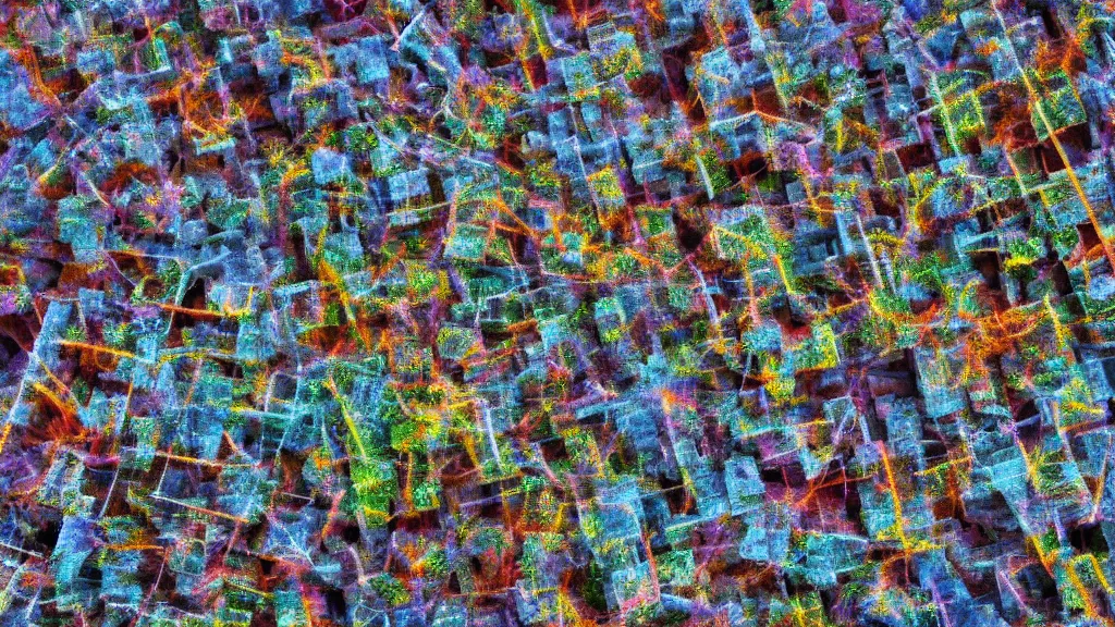 Image similar to glitch art untrained trumpet cube ( s ) in nature